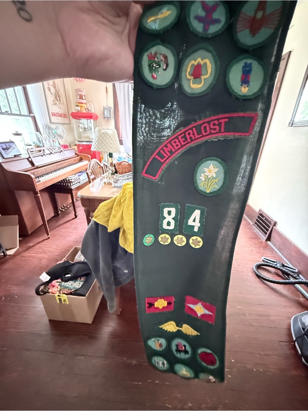 Vintage Girl Scout Green Sash with Badges & Pins | Troop 84 Limberlost Council